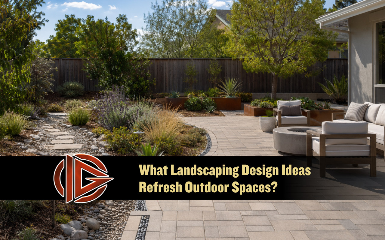 Landscaping design ideas for a small yard with layered plants and pathways