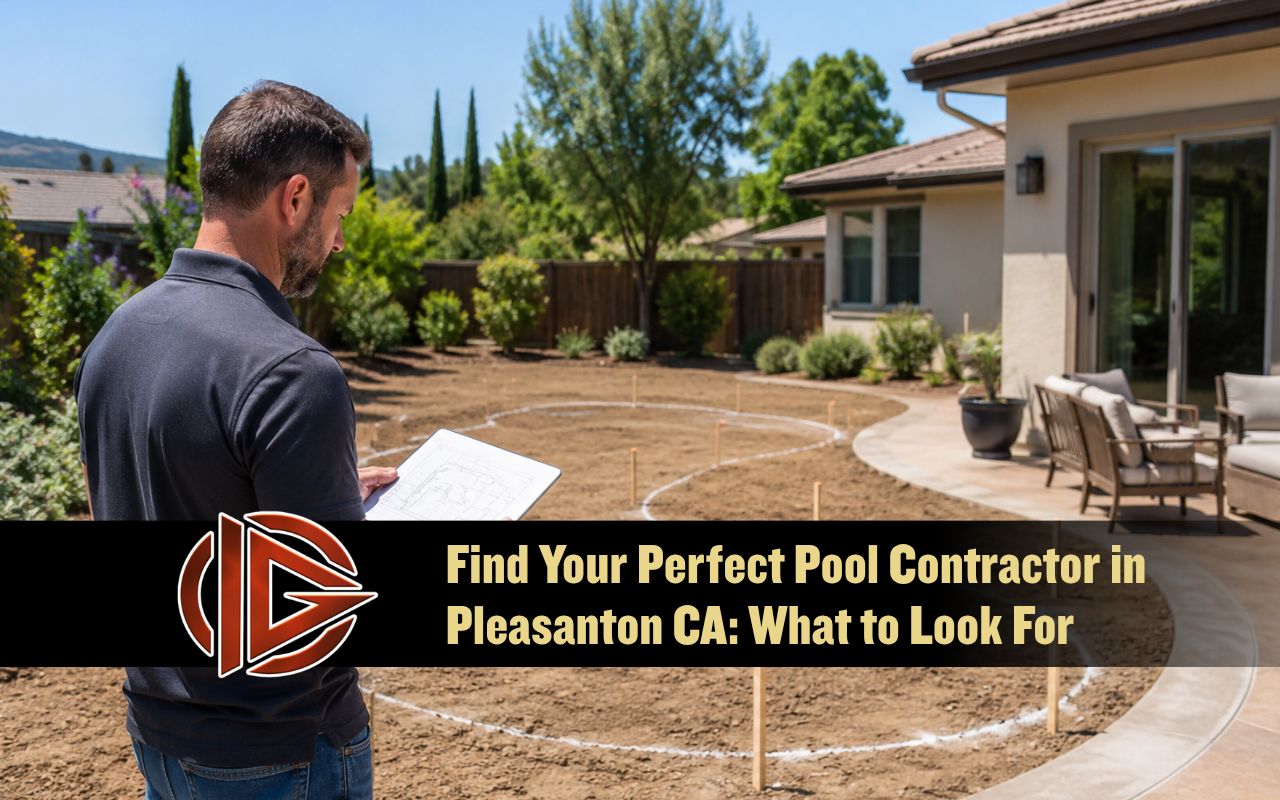 Pool contractor in Pleasanton, CA planning a backyard pool design