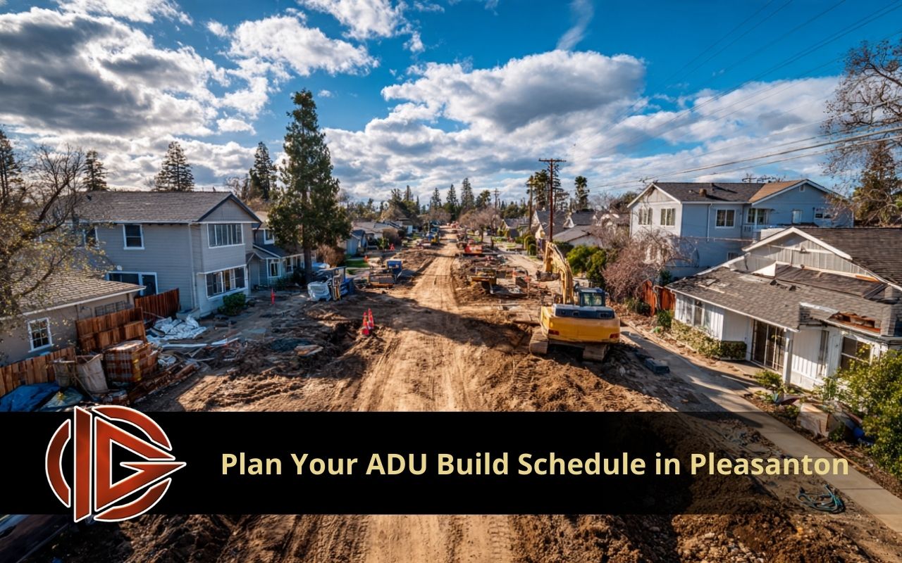 ADU Project Timeline in Pleasanton showing key permit steps and review phases