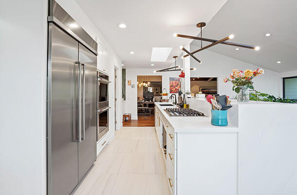 Budget-friendly kitchen remodel in Walnut Creek, CA, showcasing new cabinetry, countertops, and energy-efficient appliances to maximize space and value.