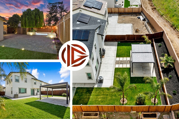 Front yard landscaping in Pleasanton, CA, with fresh plants