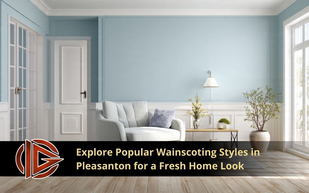 Wainscoting styles in Pleasanton in a bright living room with clean trim lines