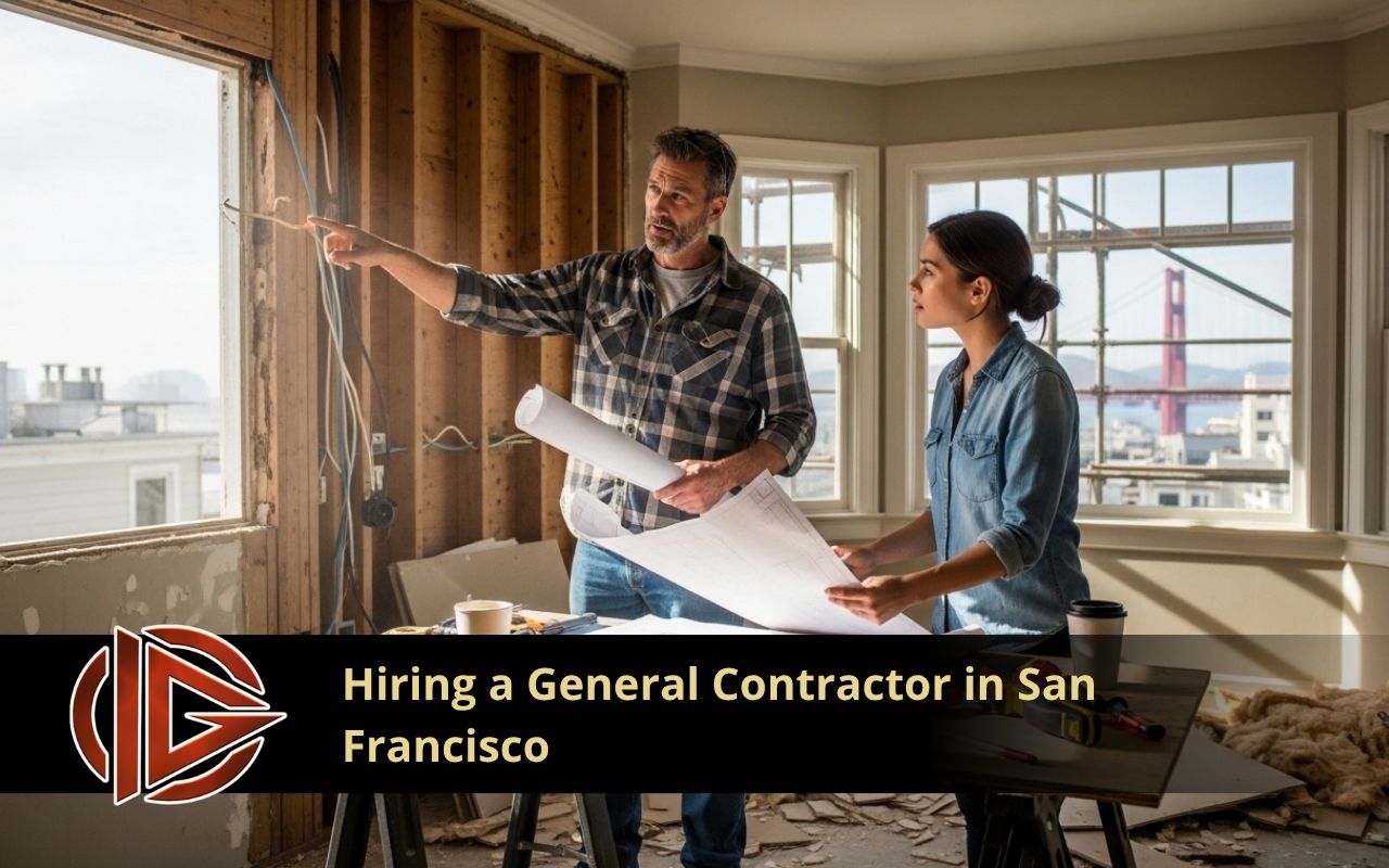 General contractor in San Francisco reviewing a home remodel plan
